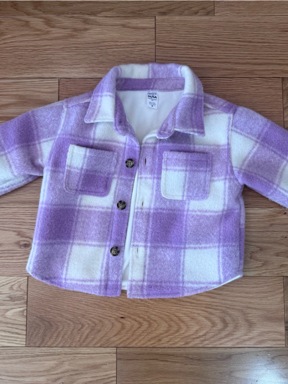 Girls Purple Plaid Button-Up Shirt Jacket